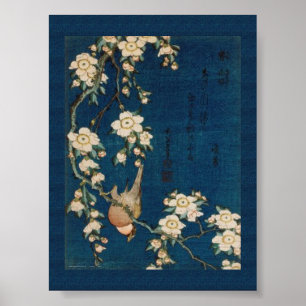 Katsushika Hokusai 葛 飾 北 Goldfinch und Kirschbaum Poster