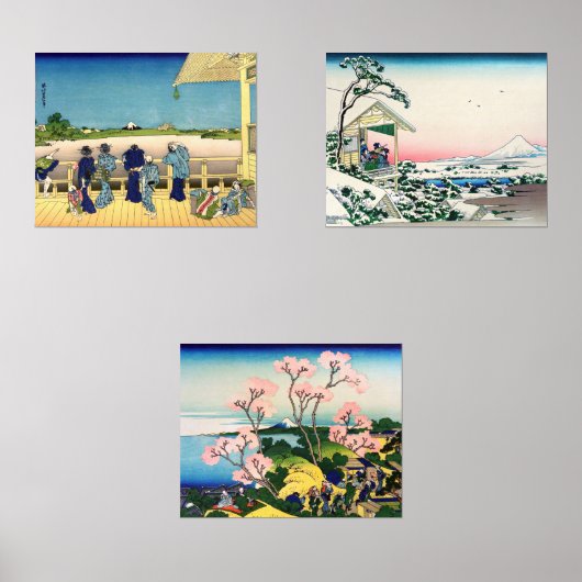 Katsushika Hokusai - 36 Ausblicke auf den Fuji Bilderwand Sets (Vorderseite)