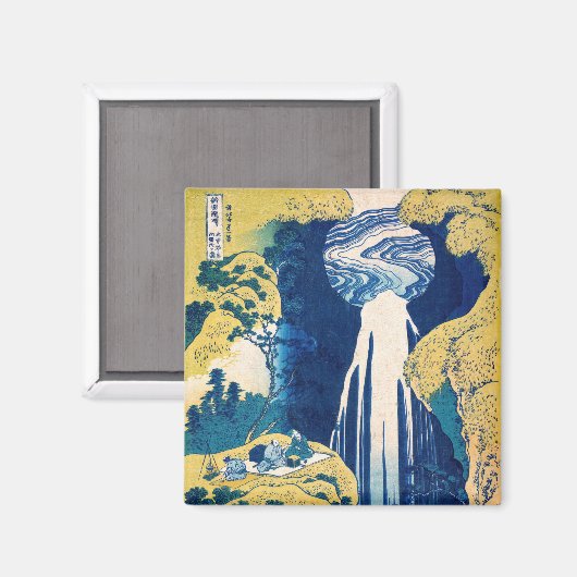 Katsushika Hokusai - Amida Falls Magnet (Vorderseite/Rückseite)