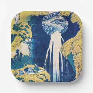 Katsushika Hokusai - Amida Falls Pappteller