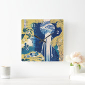 Katsushika Hokusai - Amida Falls Quadratische Wanduhr (Zuhause)