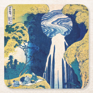 Katsushika Hokusai - Amida-Wasserfall Rechteckiger Pappuntersetzer