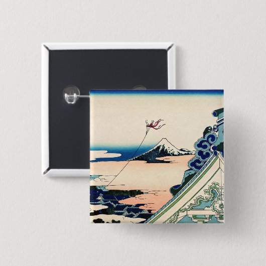 Katsushika Hokusai - Asakusa Honganji temple, Edo Button (Vorne & Hinten)