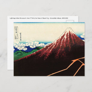 Katsushika Hokusai - Blitze unterhalb des Gipfels Postkarte
