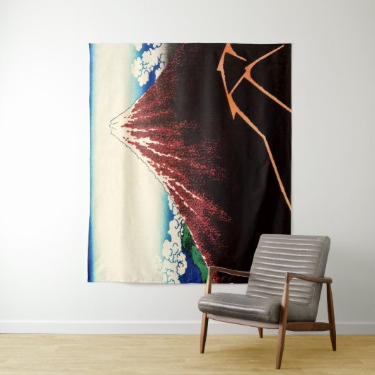 Katsushika Hokusai - Blitze unterhalb des Gipfels Wandteppich (Beispiel)