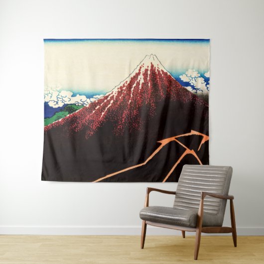 Katsushika Hokusai - Blitze unterhalb des Gipfels Wandteppich (Beispiel (Horizontal))