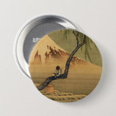 Katsushika Hokusai Boy View Mount Fuji Button (Vorne & Hinten)
