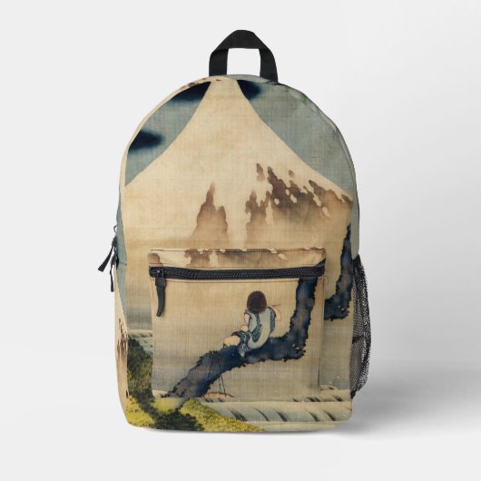Katsushika Hokusai - Boy Viewing Mount Fuji Bedruckter Rucksack (Vorderseite)