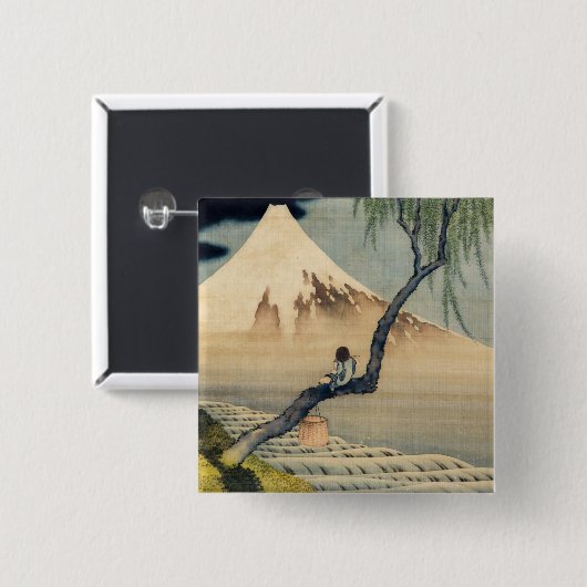 Katsushika Hokusai - Boy Viewing Mount Fuji Button (Vorne & Hinten)
