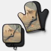 Katsushika Hokusai - Boy Viewing Mount Fuji Ofenhandschuh & Topflappen-Set (Vorderseite/Rückseite)