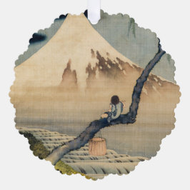 Katsushika Hokusai - Boy Viewing Mount Fuji Ornament Karte