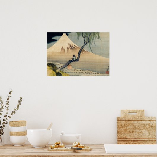 Katsushika Hokusai - Boy Viewing Mount Fuji Poster (Küche)