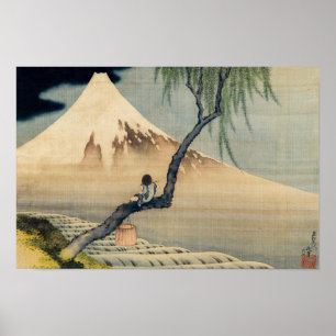 Katsushika Hokusai - Boy Viewing Mount Fuji Poster