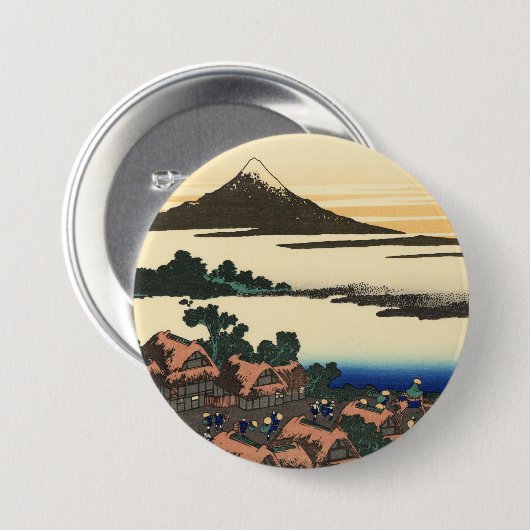 Katsushika Hokusai Dawn in der Provinz Kai Button (Vorne & Hinten)