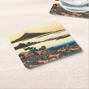 Katsushika Hokusai Dawn in der Provinz Kai Rechteckiger Pappuntersetzer