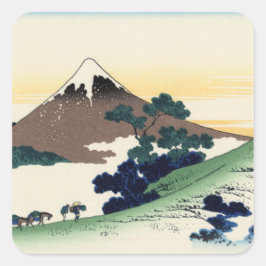 Katsushika Hokusai. Der Eindringpass in der Provin Quadratischer Aufkleber