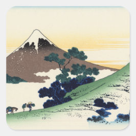 Katsushika Hokusai. Der Eindringpass in der Provin Quadratischer Aufkleber