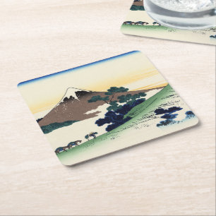 Katsushika Hokusai. Der Eindringpass in der Provin Rechteckiger Pappuntersetzer