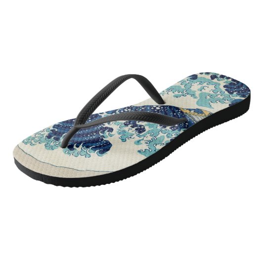 Katsushika Hokusai - Die große Welle vor Kanagawa Badesandalen (Schrägansicht)