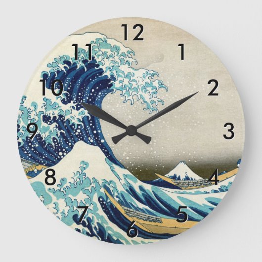 Katsushika Hokusai - Die große Welle vor Kanagawa Große Wanduhr (Vorderseite)