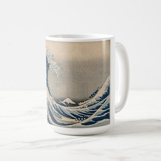 Katsushika Hokusai. Die große Welle vor Kanagawa Kaffeetasse (VorderseiteRechts)