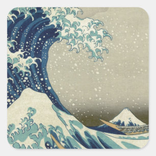 Katsushika Hokusai: Die große Welle vor Kanagawa Quadratischer Aufkleber