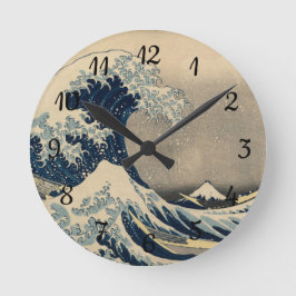 Katsushika Hokusai. Die große Welle vor Kanagawa   Runde Wanduhr