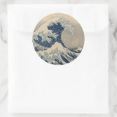 Katsushika Hokusai. Die große Welle vor Kanagawa Runder Aufkleber (Tasche)