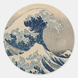 Katsushika Hokusai. Die große Welle vor Kanagawa Runder Aufkleber