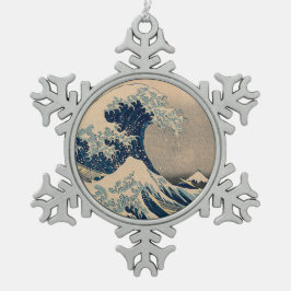 Katsushika Hokusai. Die große Welle vor Kanagawa Schneeflocken Zinn-Ornament