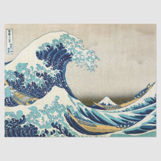 Katsushika Hokusai - Die große Welle vor Kanagawa Seidenpapier (Vorderseite)