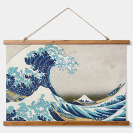 Katsushika Hokusai - Die große Welle vor Kanagawa Wandteppich Mit Holzrahmen