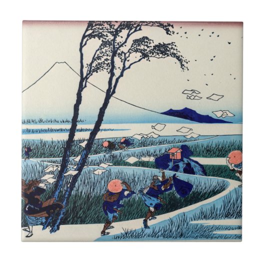 Katsushika Hokusai - Ejiri in der Provinz Suruga Fliese (Vorderseite)