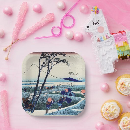 Katsushika Hokusai - Ejiri in der Provinz Suruga Pappteller (Party)