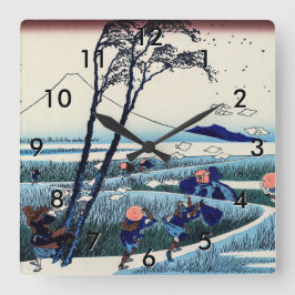 Katsushika Hokusai - Ejiri in der Provinz Suruga Quadratische Wanduhr