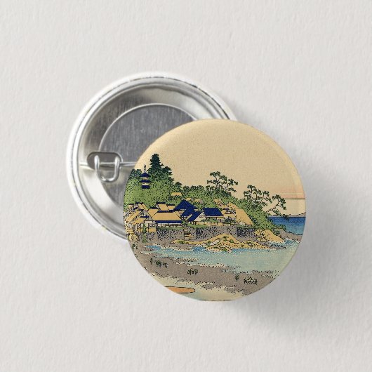 Katsushika Hokusai Enoshima in der Provinz Sagami Button (Vorne & Hinten)