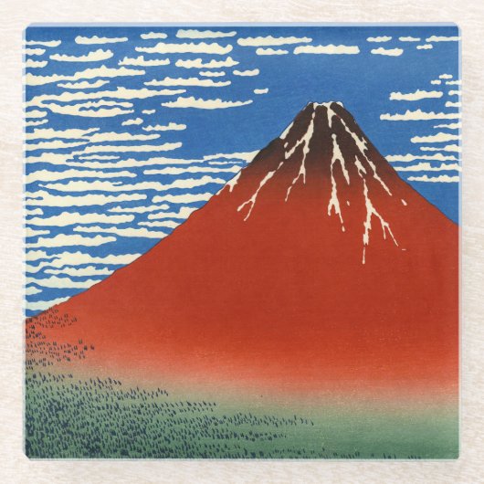 Katsushika Hokusai - feiner Wind, klarer Morgen Glasuntersetzer (Vorderseite)