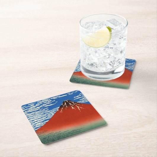 Katsushika Hokusai - feiner Wind, klarer Morgen Rechteckiger Pappuntersetzer (Vor Ort)