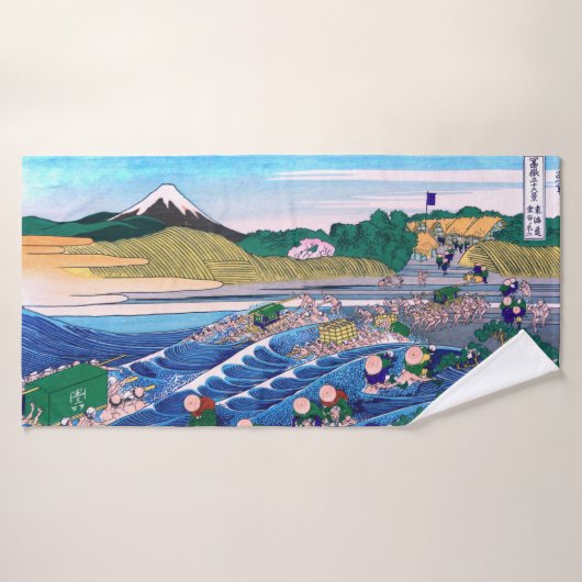 Katsushika Hokusai - Fuji aus Kanaya auf Tokaido Badhandtuch Set (Badehandtuch)