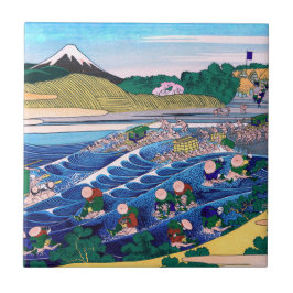Katsushika Hokusai - Fuji aus Kanaya auf Tokaido Fliese