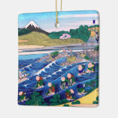 Katsushika Hokusai - Fuji aus Kanaya auf Tokaido Keramikornament (Links)