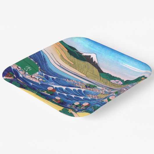 Katsushika Hokusai - Fuji aus Kanaya auf Tokaido Pappteller (Gewinkelt)