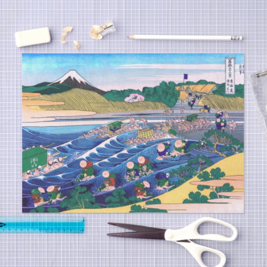 Katsushika Hokusai - Fuji aus Kanaya auf Tokaido Seidenpapier (Handwerk)