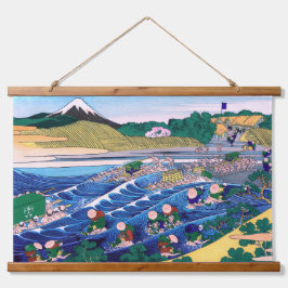 Katsushika Hokusai - Fuji aus Kanaya auf Tokaido Wandteppich Mit Holzrahmen