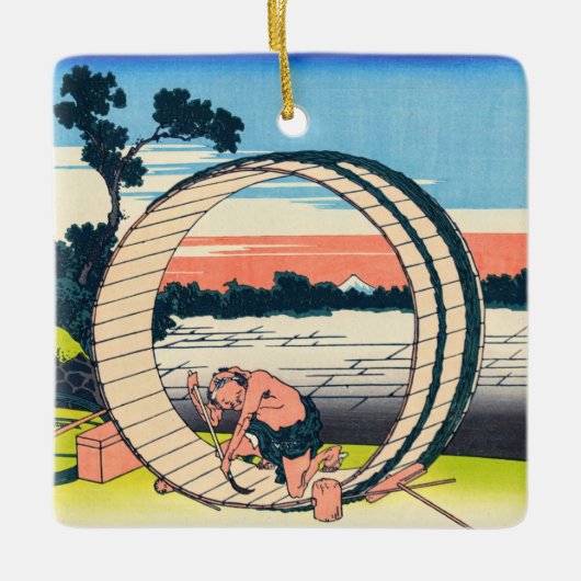 Katsushika Hokusai - Fujimigahara, Provinz Owari Keramikornament (Vorderseite)