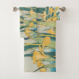 Katsushika Hokusai - Grasshopper und Iris Badhandtuch Set