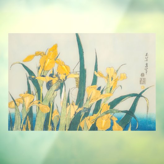 Katsushika Hokusai - Grasshopper und Iris Fensteraufkleber (Blatt 3)