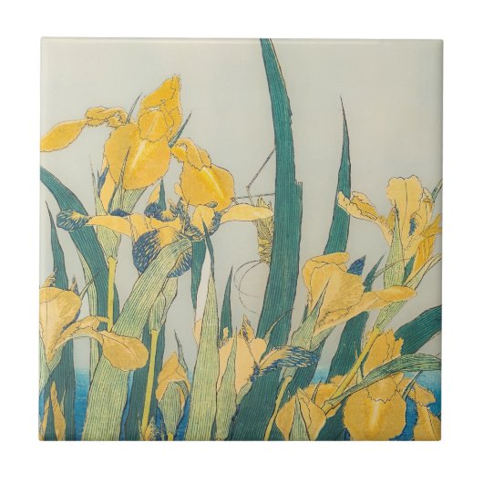 Katsushika Hokusai - Grasshopper und Iris Fliese (Vorderseite)