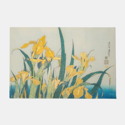Katsushika Hokusai - Grasshopper und Iris Fußmatte (Vorderseite)