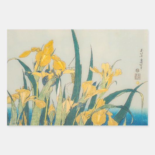 Katsushika Hokusai - Grasshopper und Iris Geschenkpapier Set (Vorderseite)